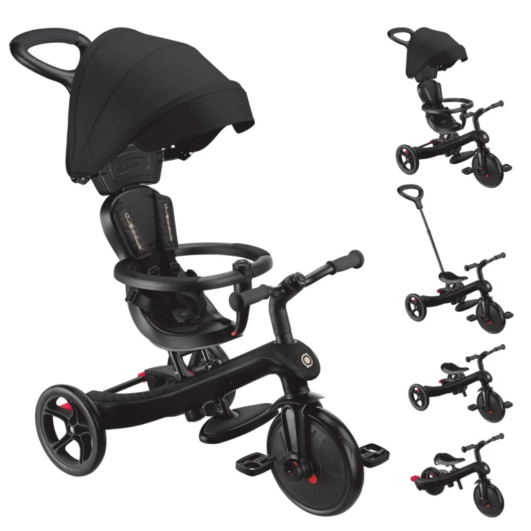 Triratukas GLOBBER Explorer Trike 4in1, Juodas aprašymas - Prekės nuotrauka