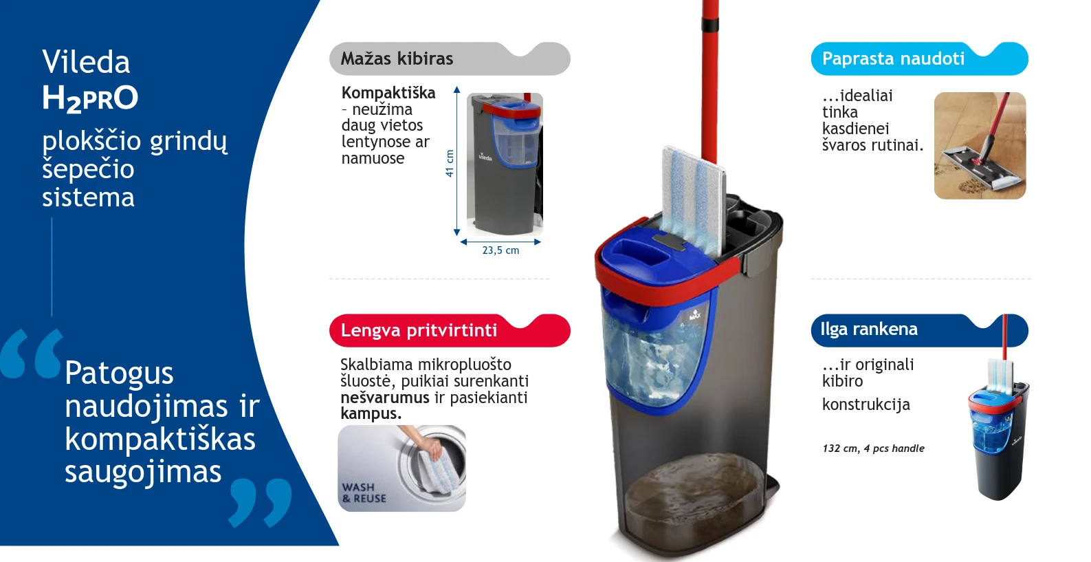 Grindų plovimo rinkinys Vileda H2prO aprašymas - Prekės nuotrauka