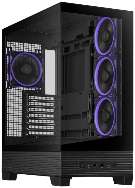 ASUS A31 PLUS TG ARGB kompiuterio korpusas Midi Tower su skaidriu šoniniu langu, suderinamas su ATX / BTX / MicroATX / Mini-ITX, juodos spalvos aprašymas - Prekės nuotrauka