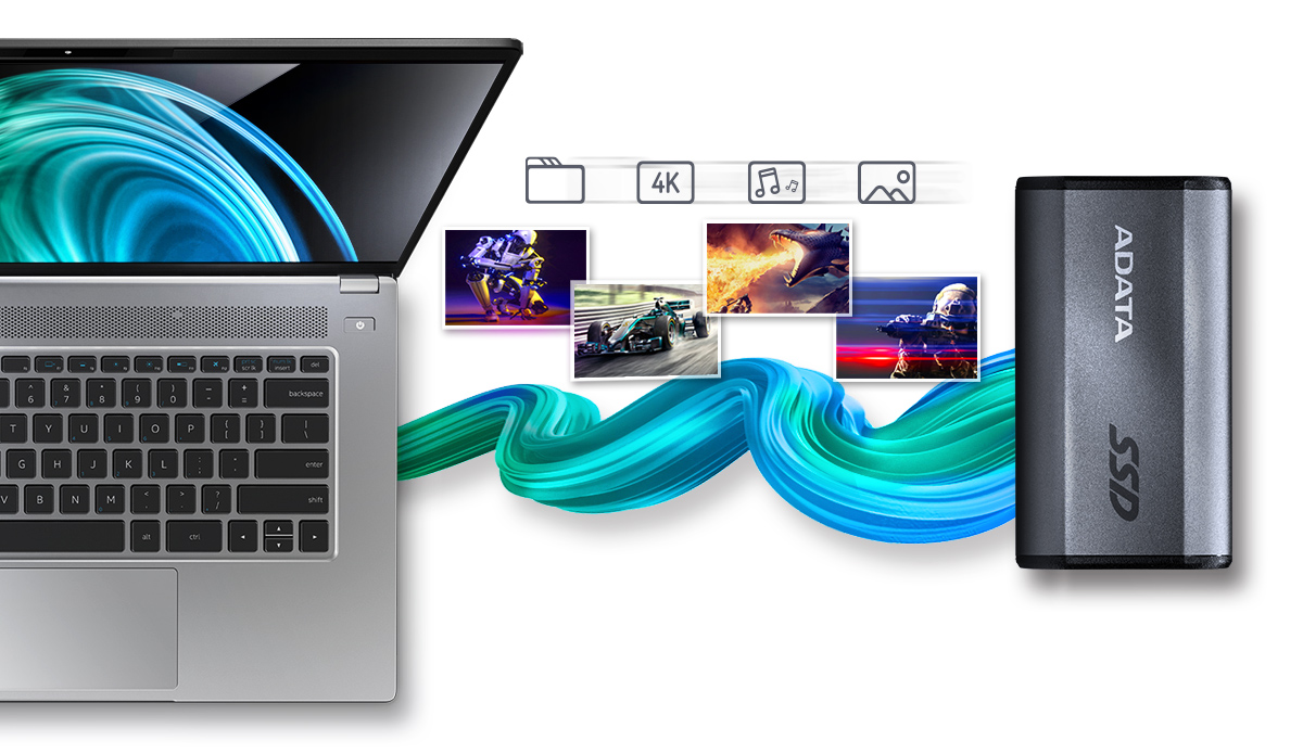 Išorinis kietasis diskas SSD Adata SE880 500GB, rašymo greitis 2000 MB/s, skaitymo greitis 2000 MB/s aprašymas - Prekės nuotrauka