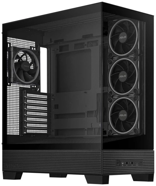 ASUS A31 PLUS TG ARGB kompiuterio korpusas Midi Tower su skaidriu šoniniu langu, suderinamas su ATX / BTX / MicroATX / Mini-ITX, juodos spalvos aprašymas - Prekės nuotrauka