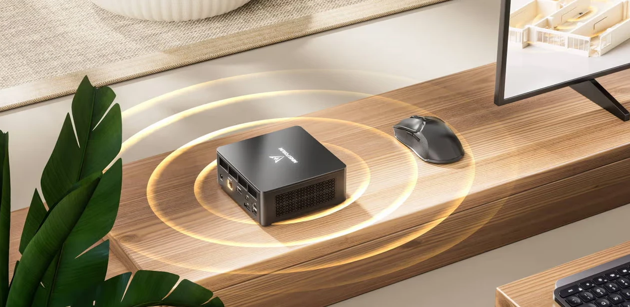 Mini kompiuteris Minisforum UM760 Slim AMD Ryzen 5 7640HS | AMD Radeon 760M | be RAM ir SSD aprašymas - Prekės nuotrauka