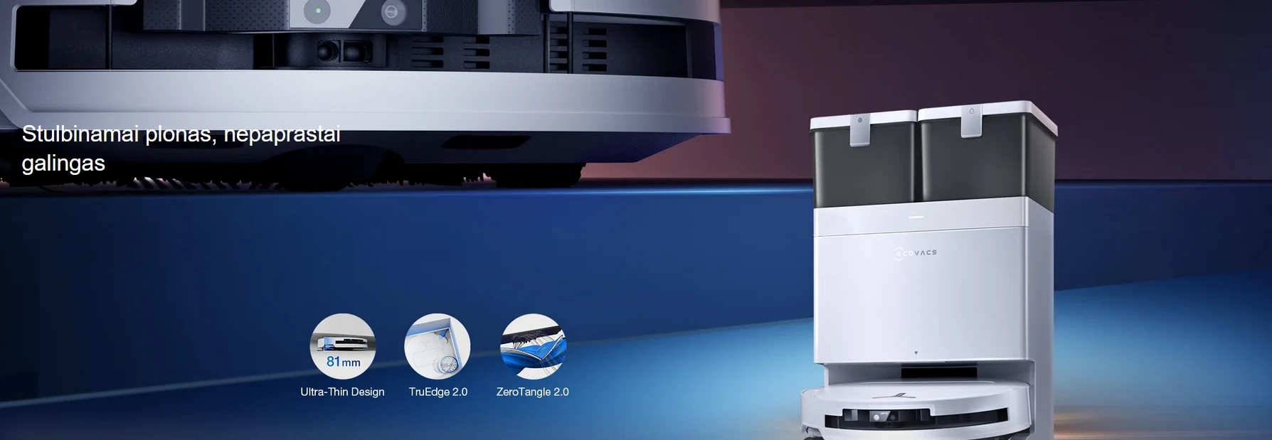 Dulkių siurblys - robotas Ecovacs Deebot T50 Pro Omni, Baltas aprašymas - Prekės nuotrauka