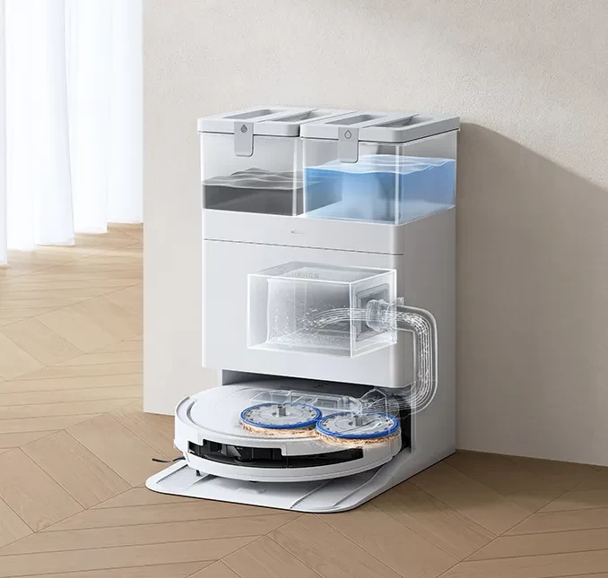 Dulkių siurblys - robotas Ecovacs Deebot T50 Pro Omni, Baltas aprašymas - Prekės nuotrauka