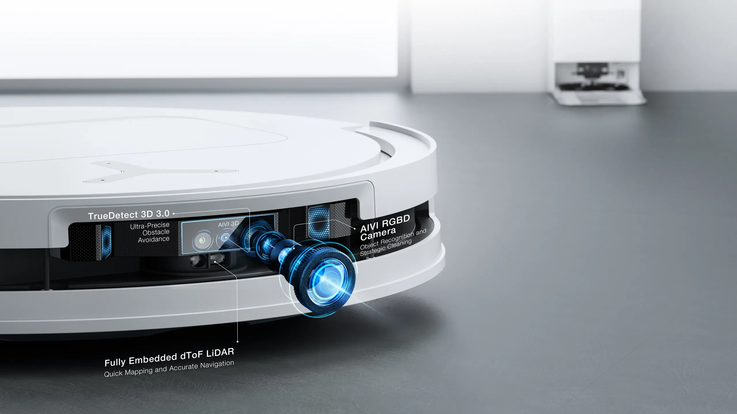 Dulkių siurblys - robotas Ecovacs Deebot T50 Pro Omni, Baltas aprašymas - Prekės nuotrauka