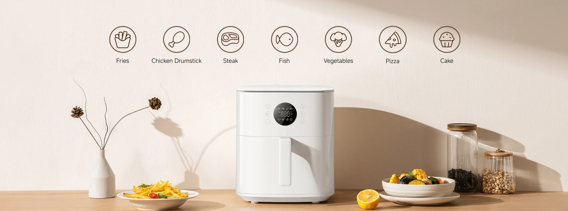 Karšto oro gruzdintuvė Xiaomi Air Fryer 6.5L, baltos spalvos aprašymas - Prekės nuotrauka