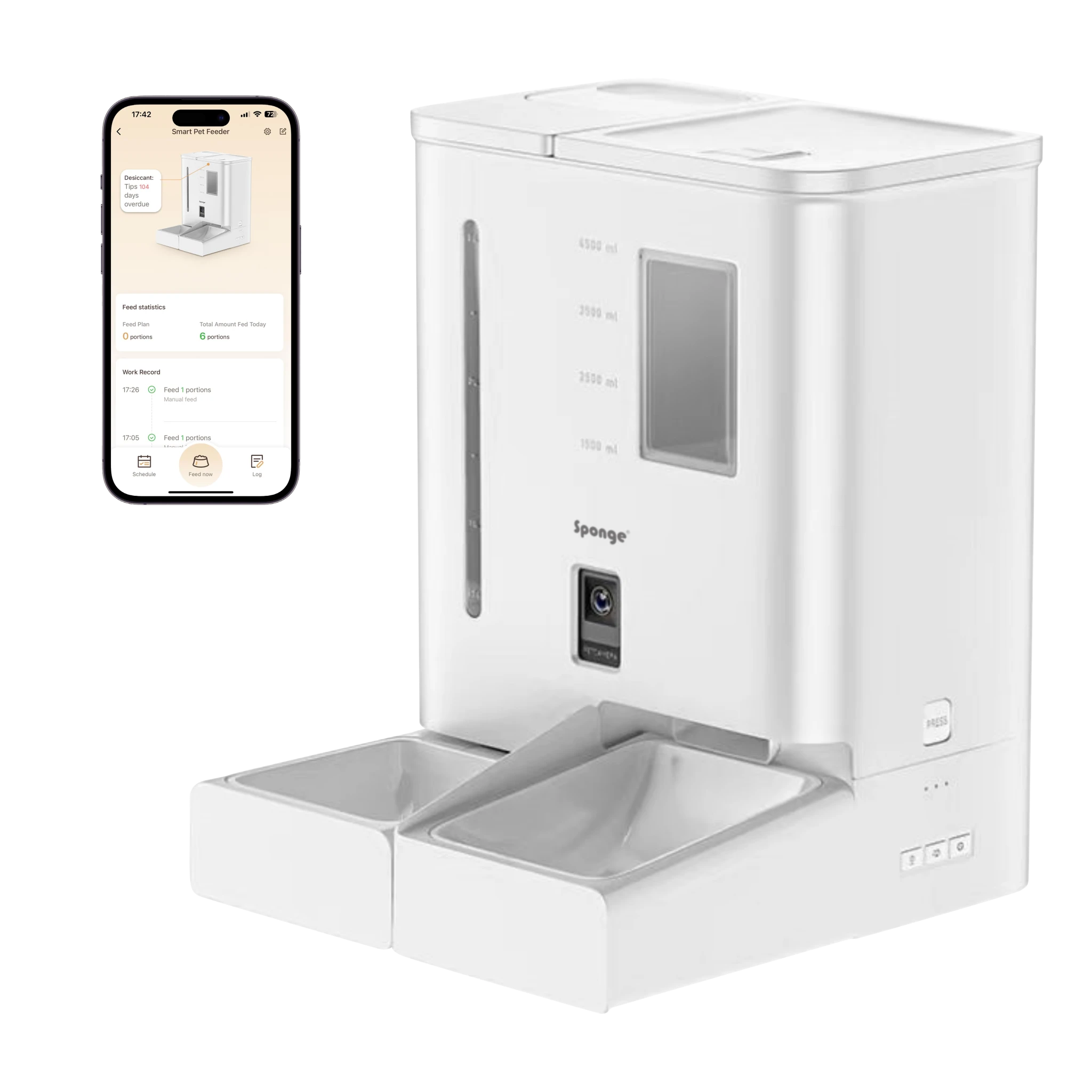 Išmanus maisto dozatorius Sponge Pet Feeder DUAL aprašymas - Prekės nuotrauka