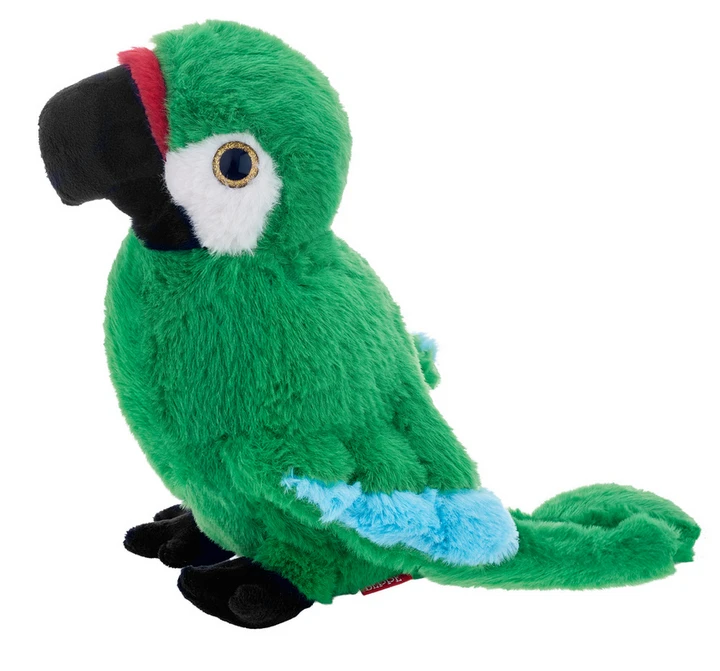Beppe Pliušinis žaislas - žalioji papūga ara, 20 cm aprašymas - Prekės nuotrauka
