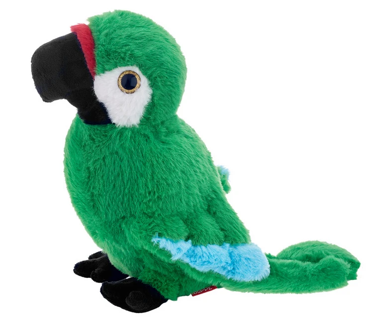 Beppe Pliušinis žaislas - žalioji papūga ara, 30 cm aprašymas - Prekės nuotrauka