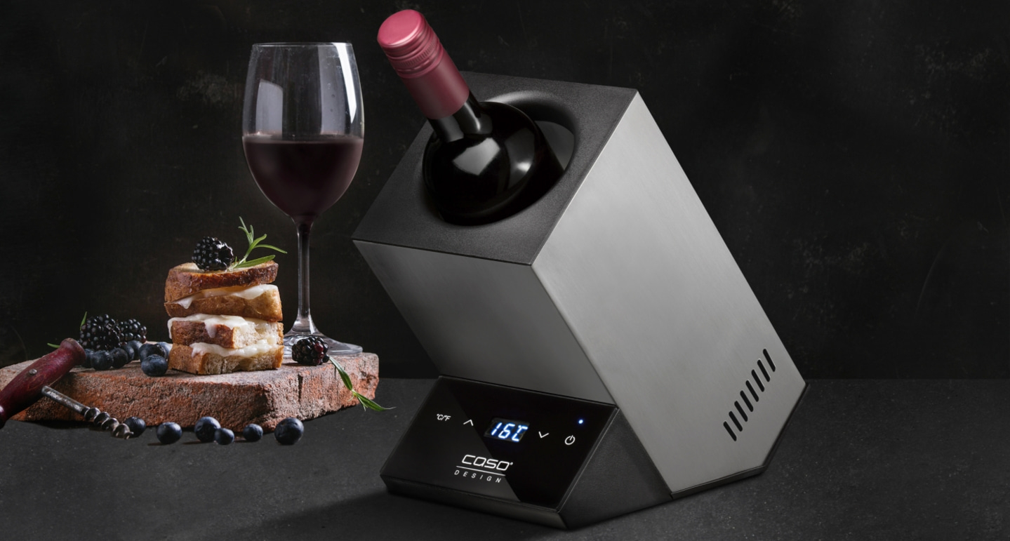 Vieno butelio vyno šaldytuvas Caso WineCase One, Pilkos spalvos aprašymas - Prekės nuotrauka