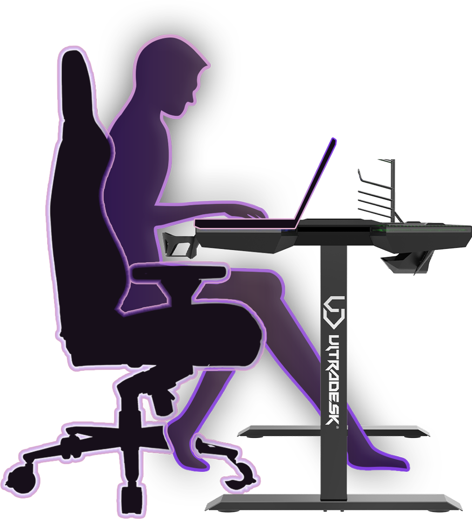 Žaidimų stalas Ultradesk Force Gaming Desk, LED RGB Prismatic, Baltas su juodu kilimėliu aprašymas - Prekės nuotrauka
