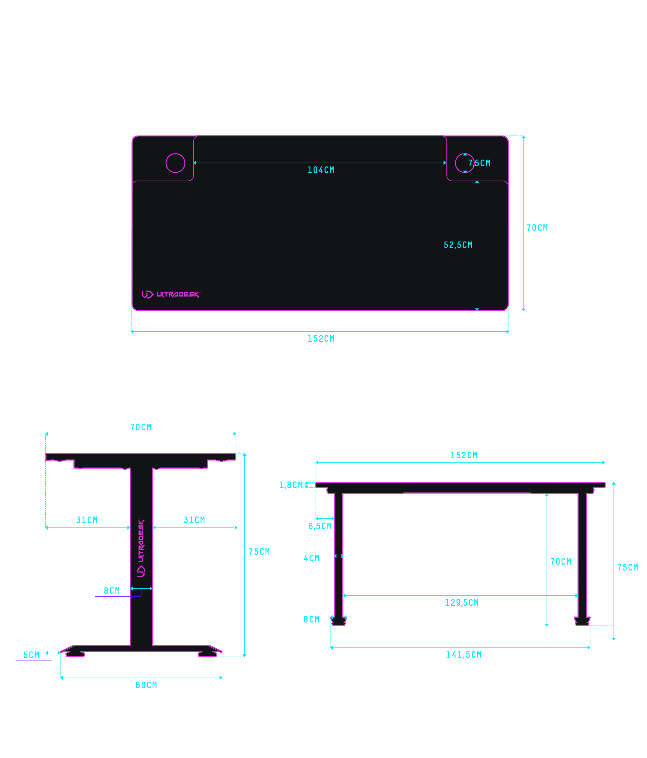 Žaidimų stalas Ultradesk Momentum Gaming Desk, Juodas aprašymas - Prekės nuotrauka